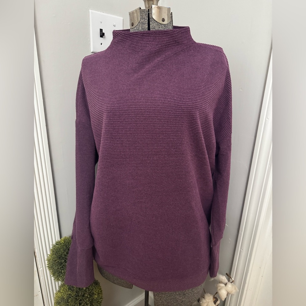 TRIBAL JEANS Brand Petite Small Tunic Ribbed Funnel Mock Neck Pullover Top NWT